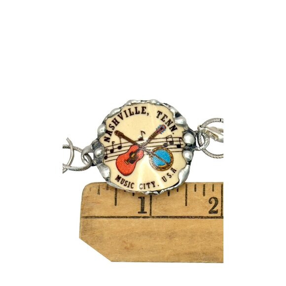 Music City Usa Nashville Tennessee Artisan Bracelet in Silver-Blend Metalwork - Picture 6 of 16